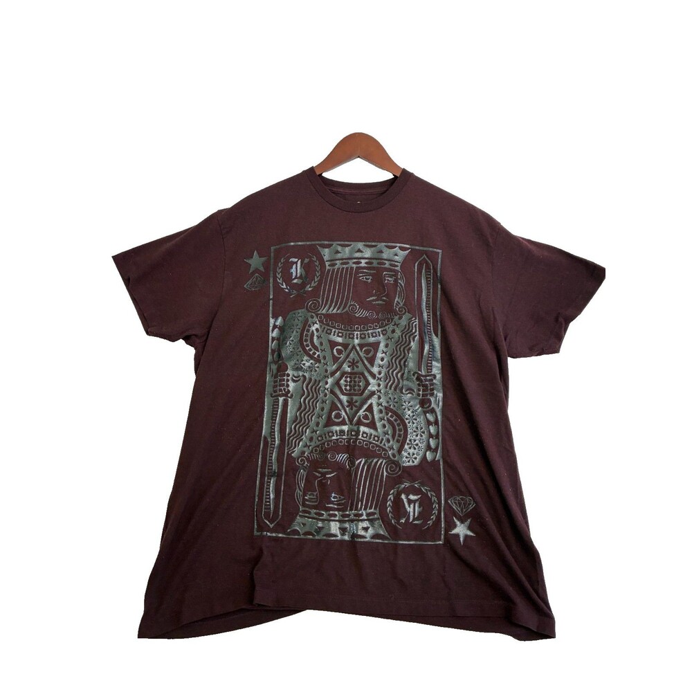 Eighty Eight King Playing Card Graphic T Shirt Mens 2XL Burgundy Cotton Blend